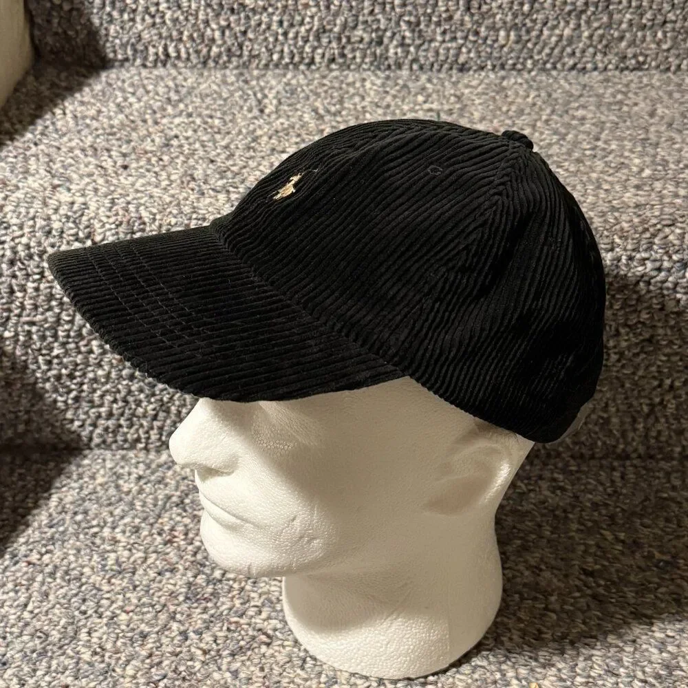 NWT Vintage Polo Ralph Lauren Corduroy Cap Leather Strap 100% Cotton OSFA